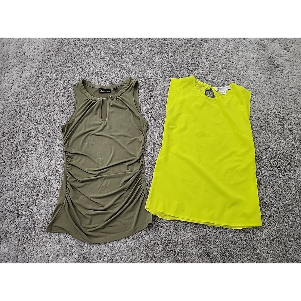 NY&Co French Connection Sleeveless Tops Women XS Green Lot Good Ruched Keyhole